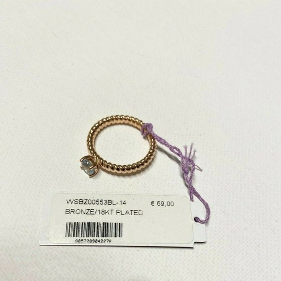 NWT Made in Italy Bronzallure Blue Topaz 18k Rose Gold Plated Ring Size US 7 - Picture 4 of 6